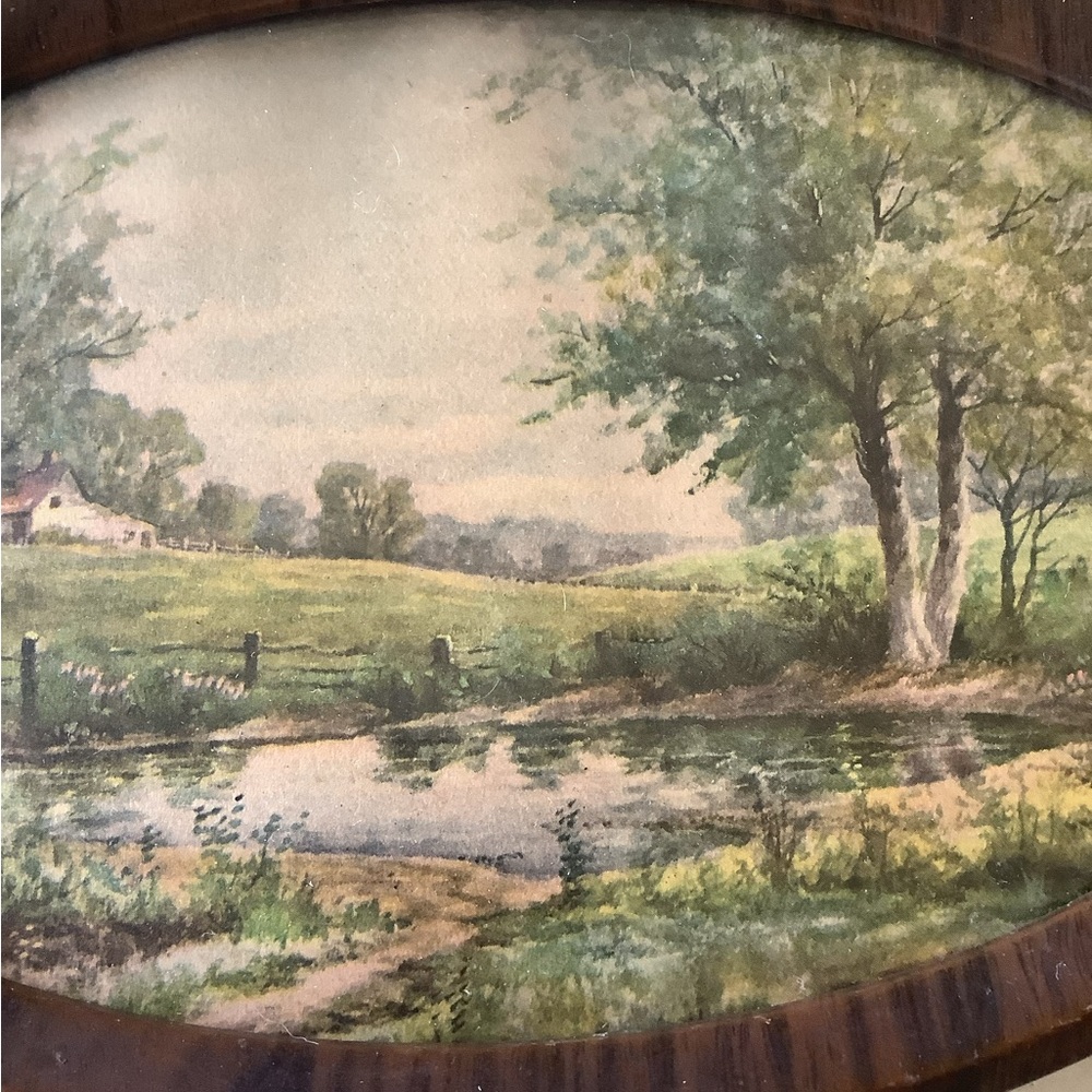 Antique Vintage Small Oval Landscape Framed Art Print - Picture 4 of 7